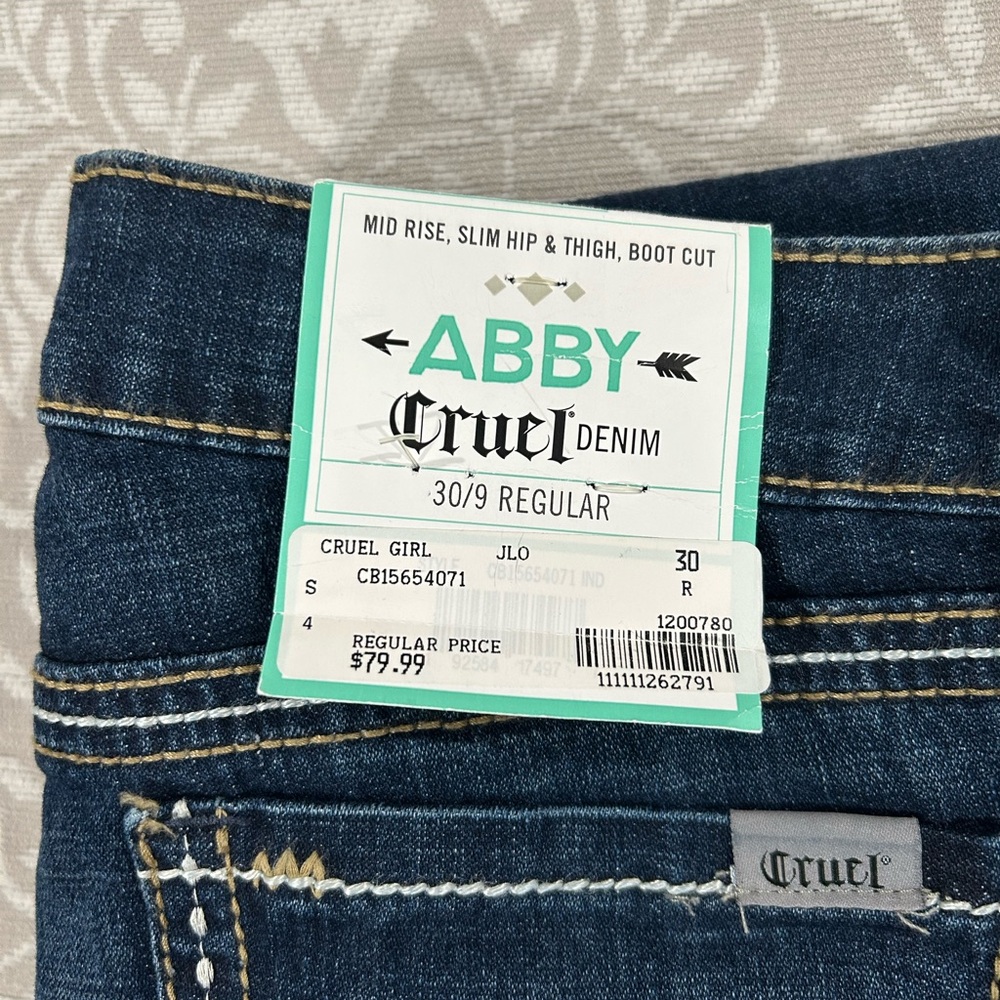 Blue Boot Cut Jeans with Contrast Stitching
